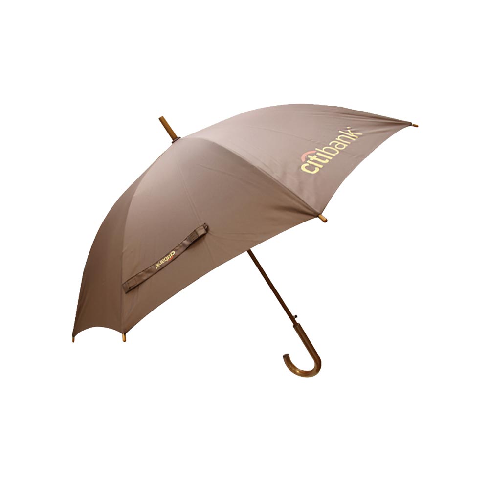 Citibank Navy Blue Straight Umbrella with Wood Handle | Premium Corporate Branding Asset